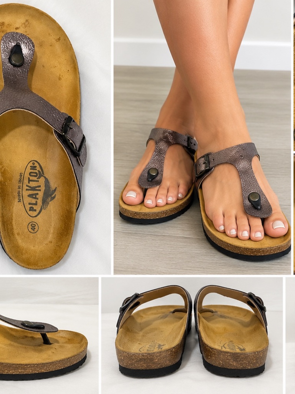 Plakton Women's Leather Brown Sandals size40
